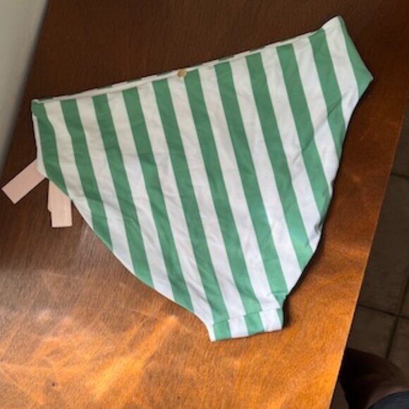 NWT Victoria's Secret Green & White Stripe Bikini Bottom M - Picture 2 of 3